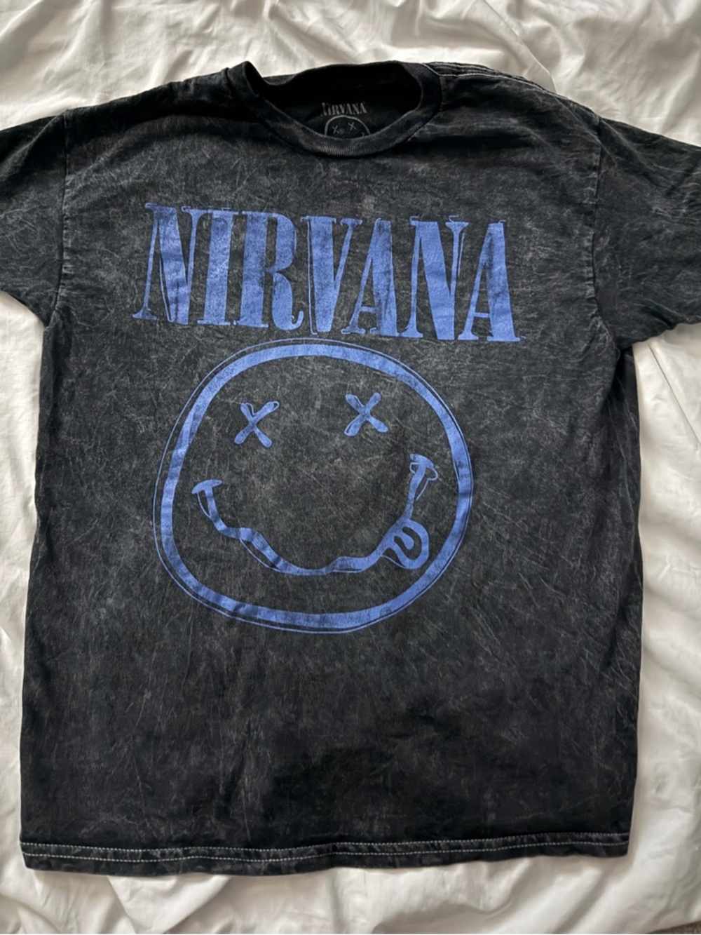 NIRVANA Black T-Shirt with Blue Logo